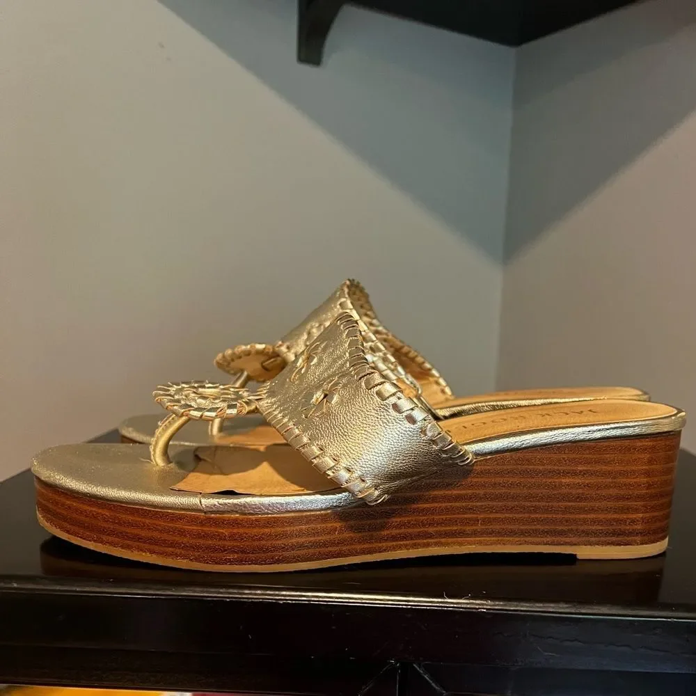 Jack Rogers Stacked Mid Wedge Platinum Platforms